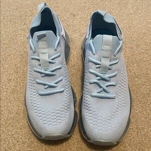 Light Blue Knit Slip-On Sneakers